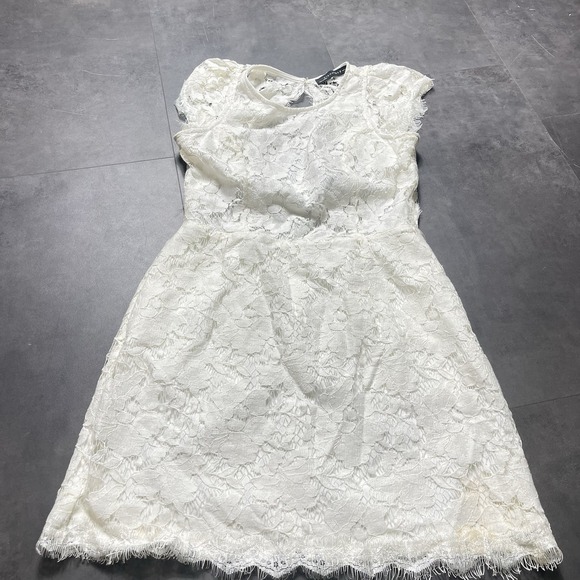 Signature Dresses & Skirts - Signature Eight White LACE LINED SLEEVELESS SUMMER DRESS SZ M F-124